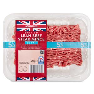 Ashfields 100% British Lean Beef Steak Mince 5% Fat 250g