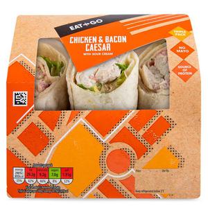 Eat & Go Chicken & Bacon Caesar Triple Wrap 287g