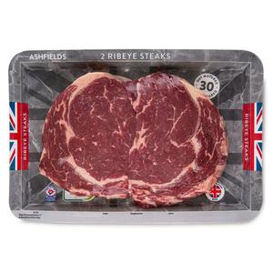 Ashfields 30 Day Matured British Ribeye Steaks 454g