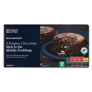 Specially Selected Belgian Chocolate Melt In The Middle Puddings 2x100g