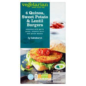 Sainsbury's Sweet Potato, Quinoa & Lentil Burger x4 350g