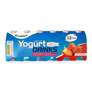 Brooklea Fat Free Strawberry Yogurt Drinks 12x100g