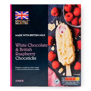 Specially Selected White Chocolate & Raspberry Ice Creams 3x100ml