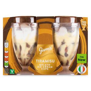 Giannis Tiramisu Gelato Ice Cream Cups 2x90g