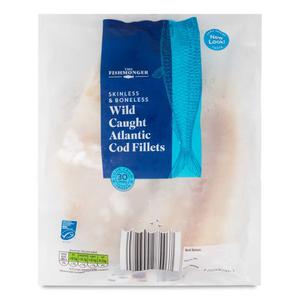 The Fishmonger Skinless & Boneless Wild Caught Atlantic Cod Fillets 400g