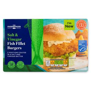 The Fishmonger Salt & Vinegar Fish Fillet Burgers 227g