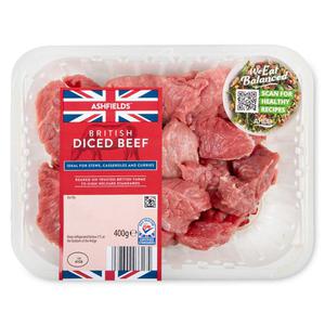 Ashfields 100% British Lean Diced Beef 400g