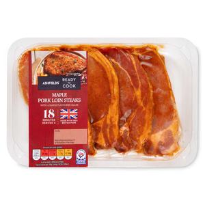 Ashfields Maple BBQ Ready To Cook British Pork Loin Steaks 440g