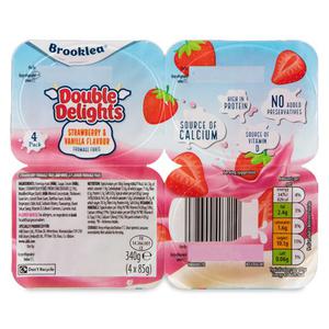 Brooklea Double Delight Strawberry & Vanilla Flavour Fromage Frais 4x85g