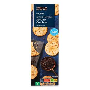 Specially Selected Gourmet Black Pepper Savoury Crackers 185g