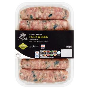 Morrisons The Best Thick Pork & Leek Sausages 400g