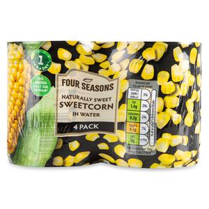 Four Seasons Supersweet Sweetcorn In Water 4x198g (4x165g Drained)