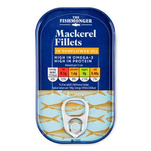 The Fishmonger Mackerel In Sunflower Oil 125g (85g Drained)