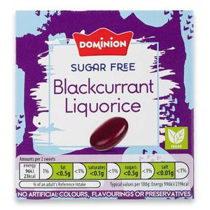 Dominion Sugar Free Blackcurrant & Liquorice Sweets 70g