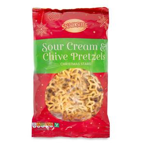 Snackrite Christmas Star Shaped Sour Cream & Chive Pretzels 300g