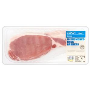 Tesco Unsmked Back Bacon*10 300G Promo