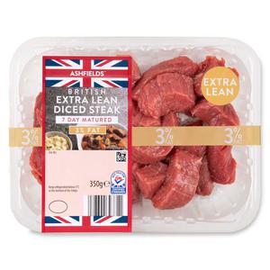 Ashfields British Extra Lean Diced Steak 350g