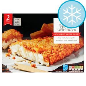 Tesco 2 Extra Large Battered Cod Fillets 400G