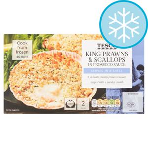 Tesco King Prawns & Scallops In Prseco Sauce 200G