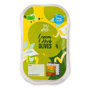 The Deli Chilli & Garlic Green Olives 140g