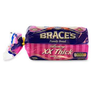 Braces Family Bread Luxury XX Thick White Sliced Bread 800g