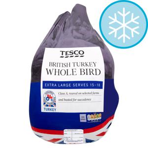 Tesco British Frozen Extra Large Basted Whole Turkey Bird 7.0-8.8Kg