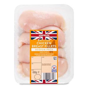 Ashfields British Chicken Breast Fillets Medium Pack 650g