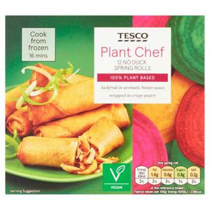 Tesco Plant Chef 12 No Duck Spring Rolls 240G