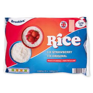 Brooklea Strawberry & Original Rice Puddings 6x180g