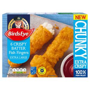 Birds Eye 6 Crispy Battered Fish Fingers Extra Large 360G