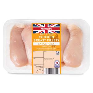 Ashfields British Chicken Breast Fillets Fresh Class A 1kg