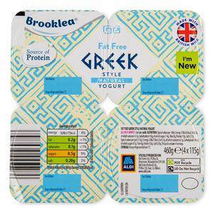 Brooklea Fat Free Greek Style Natural Yogurt 4x115g