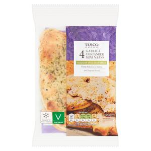 Tesco 4 Garlic & Coriander Mini Naan's