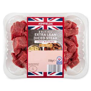 Ashfields 7 Day Matured British Extra Lean Diced Steak 350g