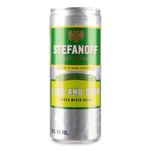 Stefanoff Lime & Soda Vodka Mixed Drink 250ml