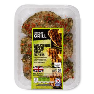 Ashfields Grill Garlic & Herb Chicken Breast Sizzlers 350g