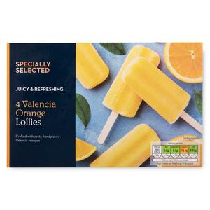 Specially Selected Valencia Orange Lollies 4x73ml