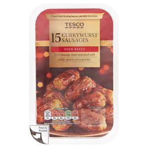 Tesco 15 Currywurst Sausages 225G