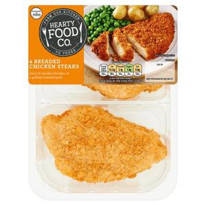 Hearty Food Co. 4 Breaded Chicken Steaks 505G