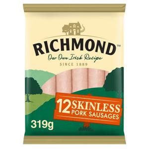 Richmond 12 Skinless Pork Sausages 319G