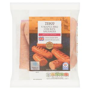 Tesco 6 Maple Bbq Chicken Sausages 400G