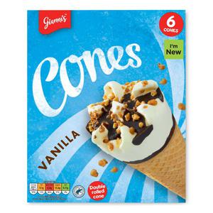 Giannis Vanilla Ice Cream Cones 6x120ml