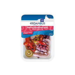 Eridanous Marinated Seafood Salad in Sunflower Oil with Red Peppers & Olives