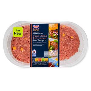 Specially Selected Sweet Chilli & Red Leicester Beef Burgers 340g