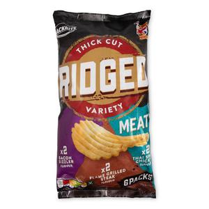 Snackrite Thick Cut Ridged Variety Meaty Crisps 6x25g