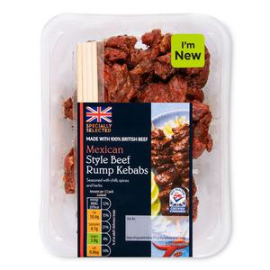 Specially Selected Mexican Style Beef Rump Kebabs 300g