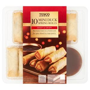 Tesco 10 Mini Duck Spring Roll With Hoisin Dip 220G