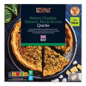 Specially Selected Mature Cheddar, Spinach, Pea And Ricotta Quiche 400g