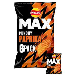 Walkers Max Punchy Paprika Multipack Crisps