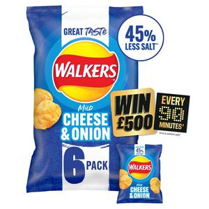 Walkers Less Salt Mild Cheese & Onion Multipack Crisps